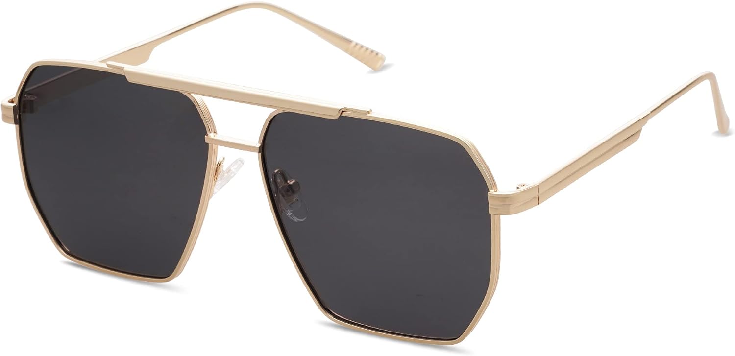 SOJOS Retro Oversized Square Polarized Sunglasses for Women and Men Vintage Shades Classic Large Metal Sun Glasses