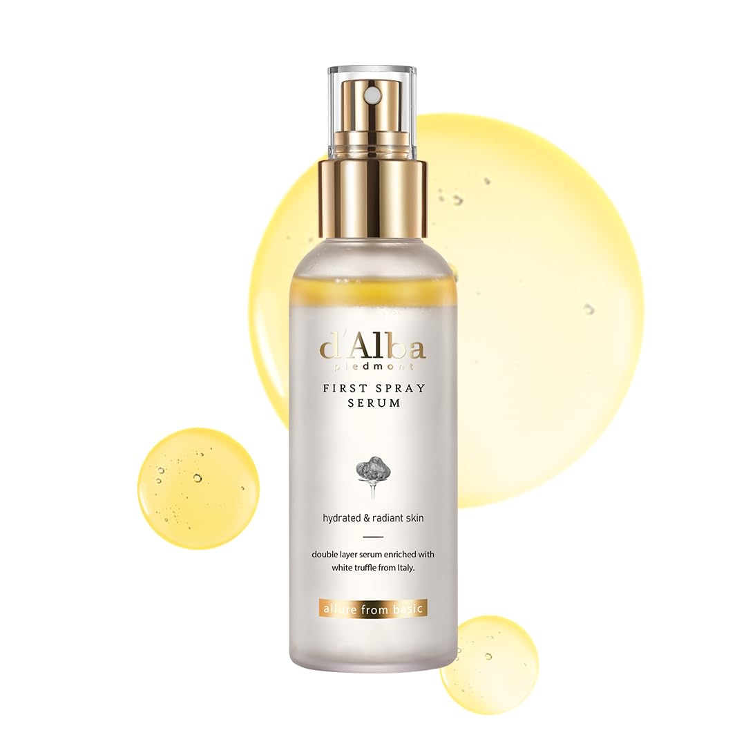 d\'alba Piedmont Italian White Truffle First Spray Serum, Vegan Skin Care, Light-weight Face Moisturizer, Glow Serum for Radiant Skin, Non Comedogenic, All In One Mist, Korean Skin Care (3.38 fl oz.)