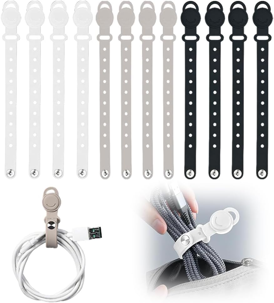 Data Cable Organizer, Reusable Silicone Cable Management Organizer with Adjustable Bundled, Multipurpose Cable Management Ties Cord Organizer for Home, Office, Kitchen (Mix, 3PCS)