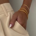 DEARMAY Gold Bracelets for Women Waterproof, 14K Real Gold Jewelry Sets Trendy Thin Dainty Stackable Cuban Link Paperclip Chain Bracelet Pack Fashion Accessories Gifts for Womens - Image 6