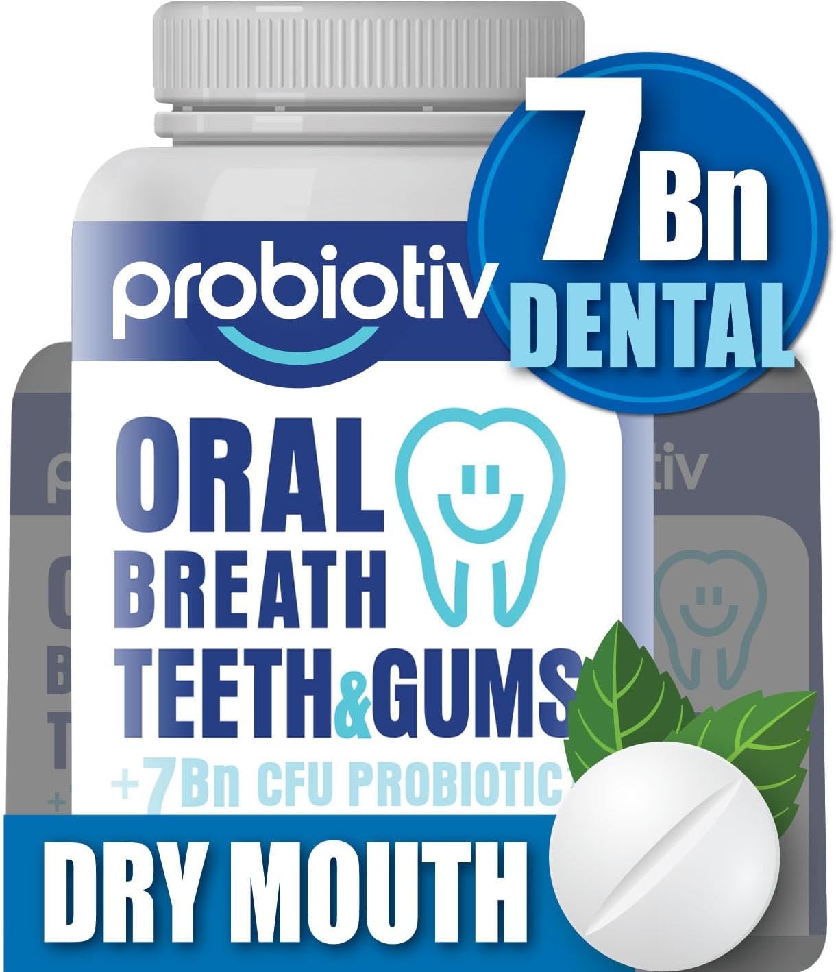 Oral Probiotics for Mouth Bad Breath 7 Billion CFU - Chewable Dental Probiotics for Teeth & Gums, Fresh Breath Freshener & Dry Mouth Relief, Supports Oral Microbiome
