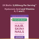 Nature\'s Bounty Advanced Hair, Skin & Nails, Argan-Infused Vitamin Supplement with Biotin and Hyaluronic Acid, 150 Rapid Release Softgels, 50 Total Servings - Image 3