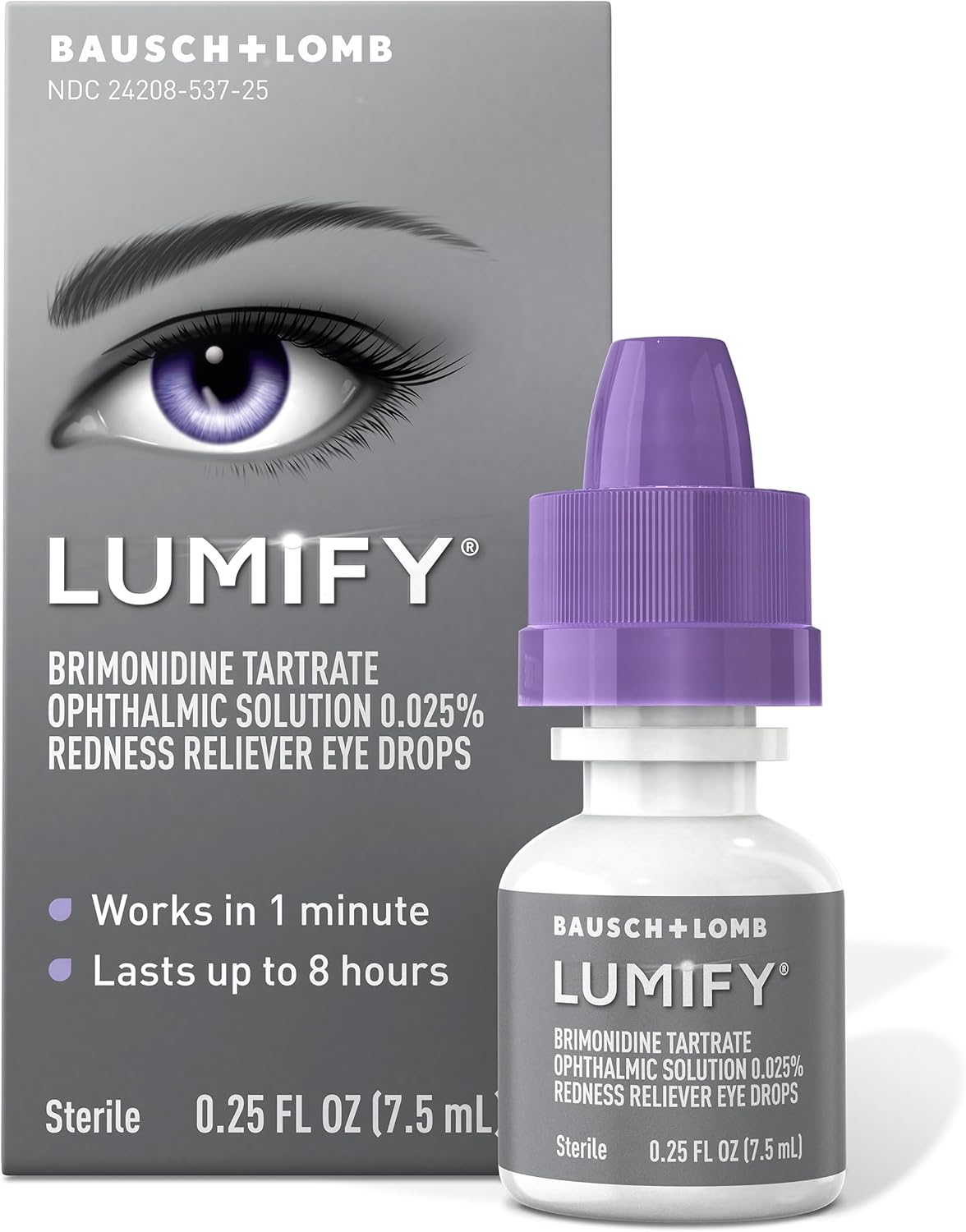 LUMIFY Eye Drops for Red Eyes, Redness Reliever for Brighter Looking Eyes, Works in 1 Minute & Lasts Up to 8 Hours, Eye Whitening Drops, 0.25 Fl Oz (7.5mL)