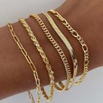 DEARMAY Gold Bracelets for Women Waterproof, 14K Real Gold Jewelry Sets Trendy Thin Dainty Stackable Cuban Link Paperclip Chain Bracelet Pack Fashion Accessories Gifts for Womens - Image 2