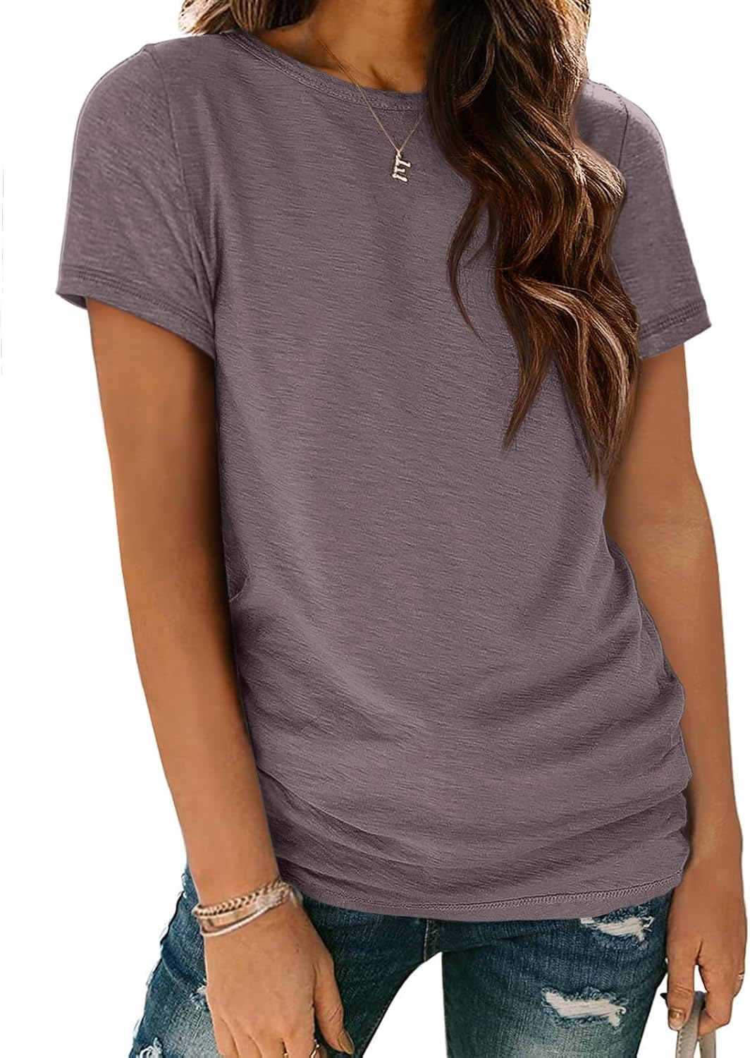 ATHMILE Womens T Shirt Summer Tops Short Sleeve Fashion Basic Casual Oversized Beach Vacation Clothes 2025 Trendy