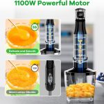 Immersion Blender Handheld Corded Hand Blenders Set 1100W, Trigger Variable Speed 5 in 1 Stick Emulsifier with Chopper, Whisk and Frother for Soup, Baby Food and Smoothies - Image 2