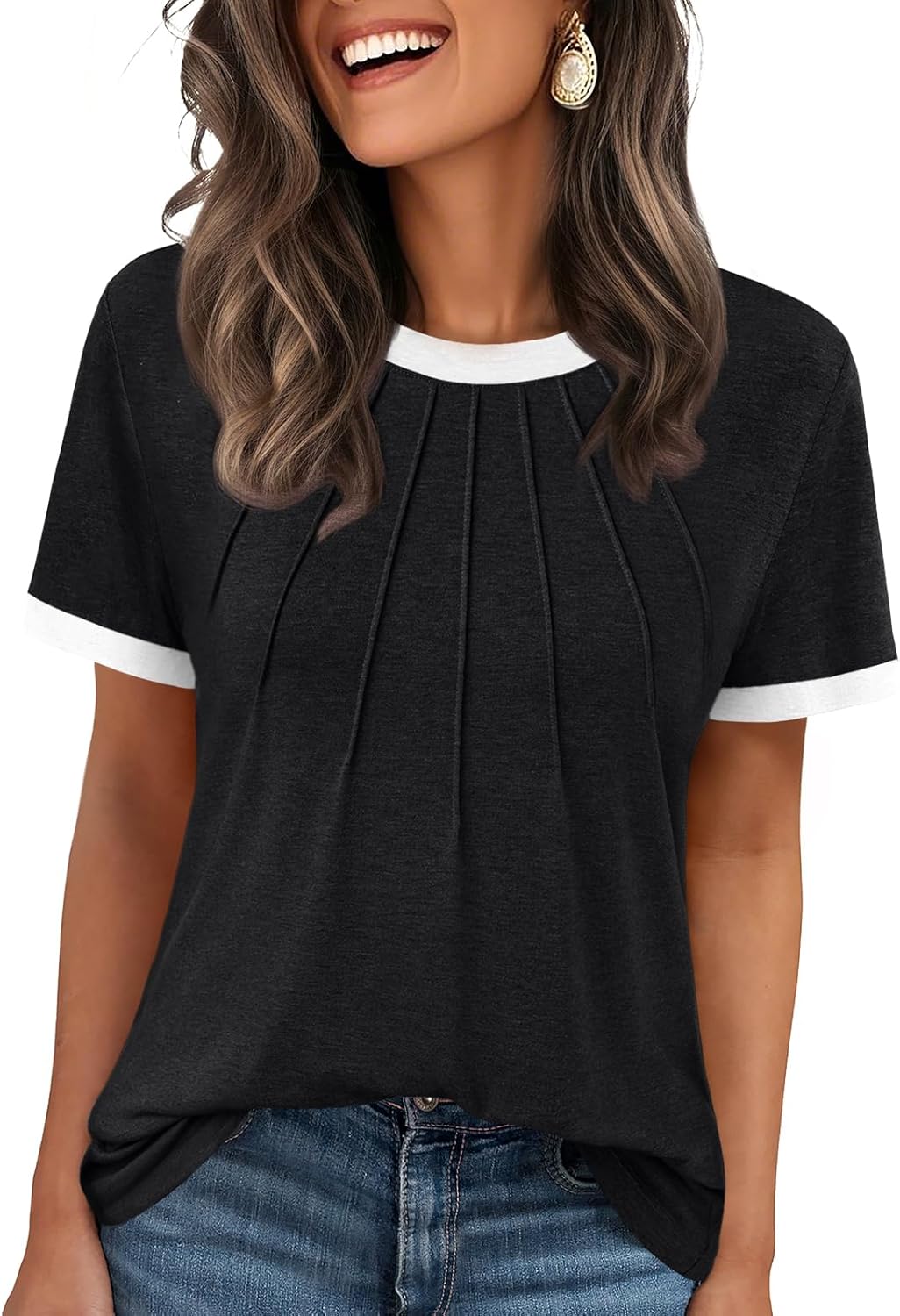 AUTOMET Womens Shirts Short Sleeve Tops Business Casual Tee Spring Summer Clothes Trendy Fashion Dressy Blouses Outfits 2025