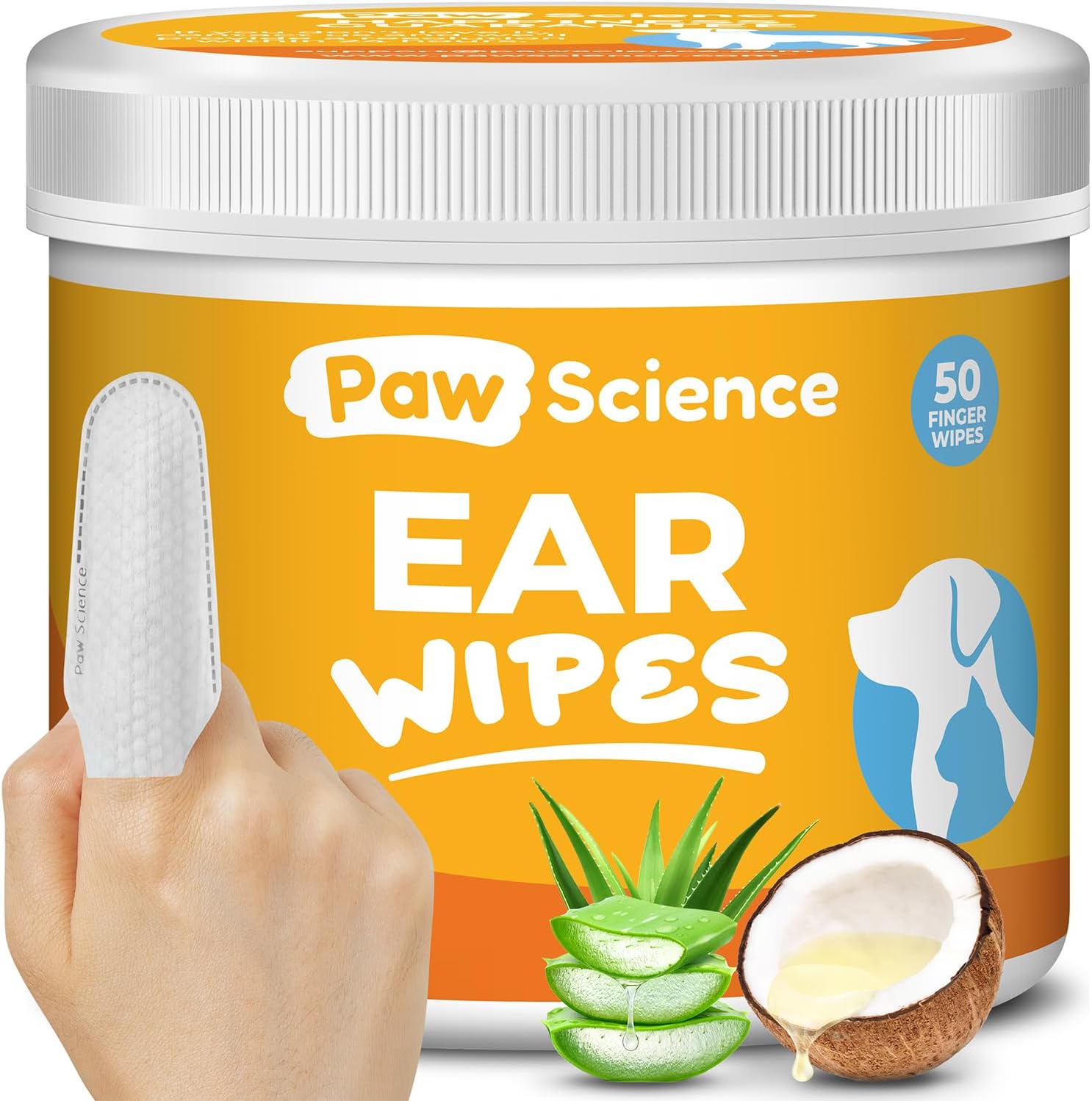 Dog Ear Cleaner Wipes – Finger Wipes for Dogs – Cleaning, Soothing, and Deodorizing Itchy Ears – Pet Ear Relief Solution