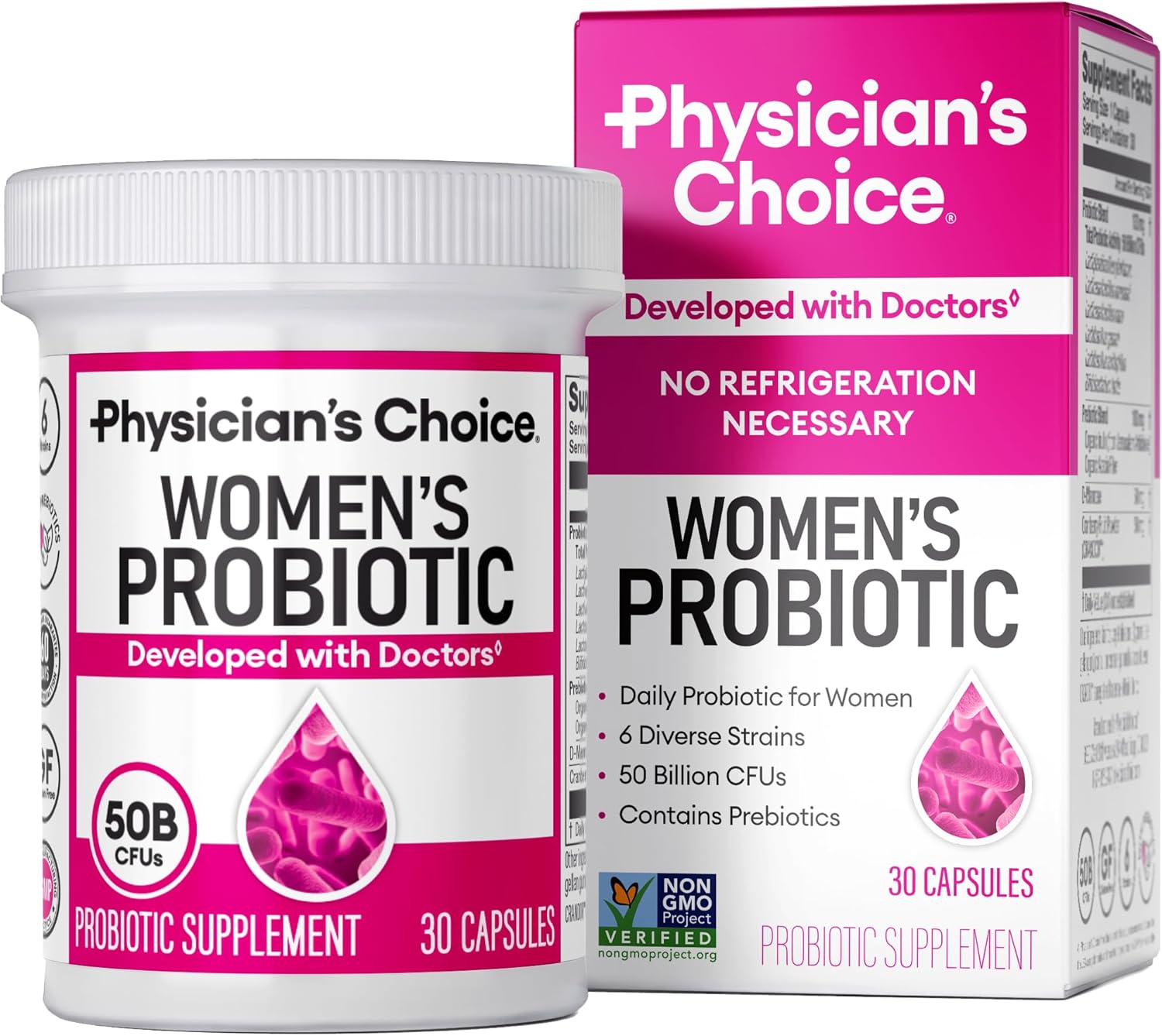 Physician\'s CHOICE Probiotics for Women - PH Balance, Digestive, UT, & Feminine Health - 50 Billion CFU - 6 Unique Strains for Her - Organic Prebiotics, Cranberry Extract+ - Women Probiotic - 30 CT