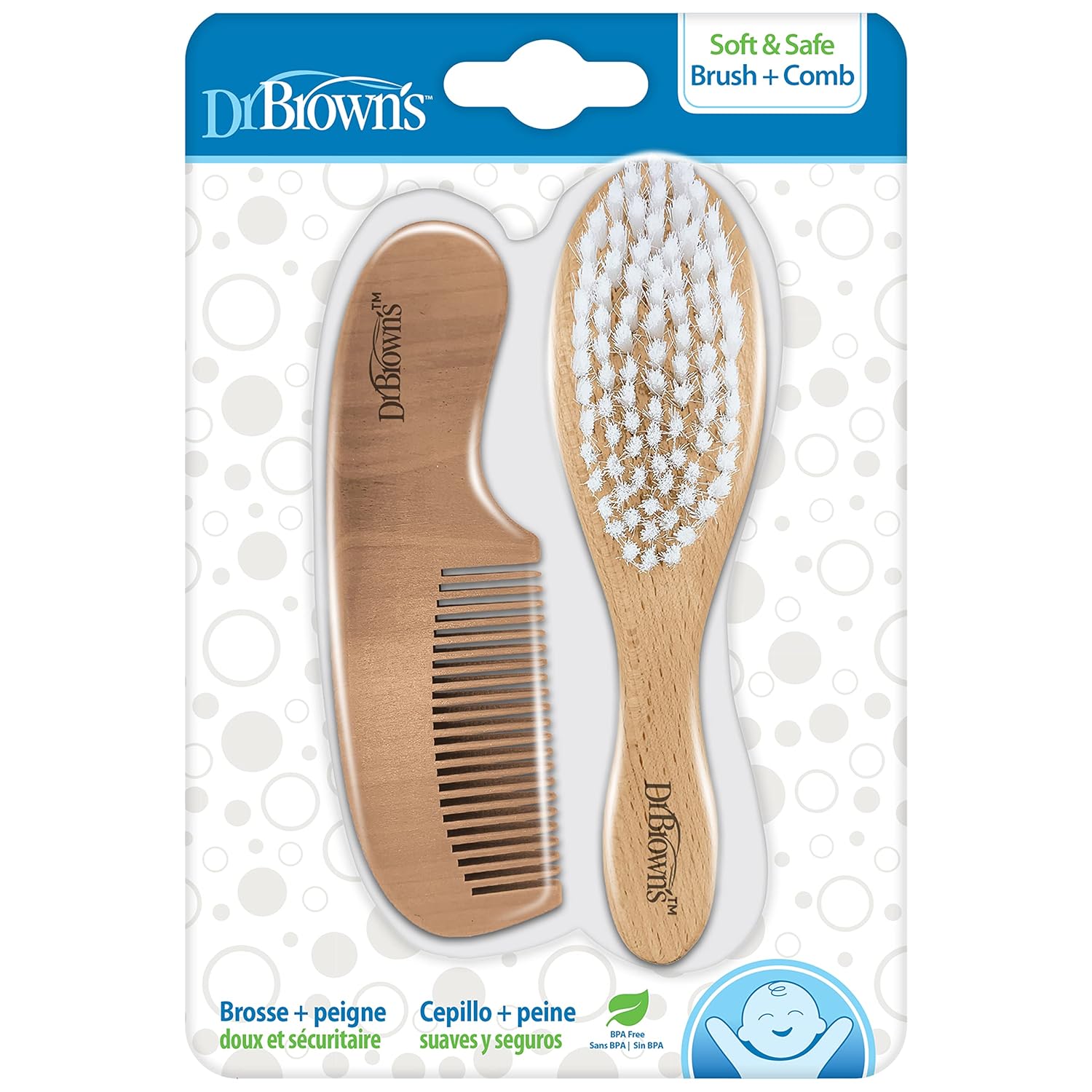 Dr. Brown\'s Soft and Safe Baby Brush + Comb