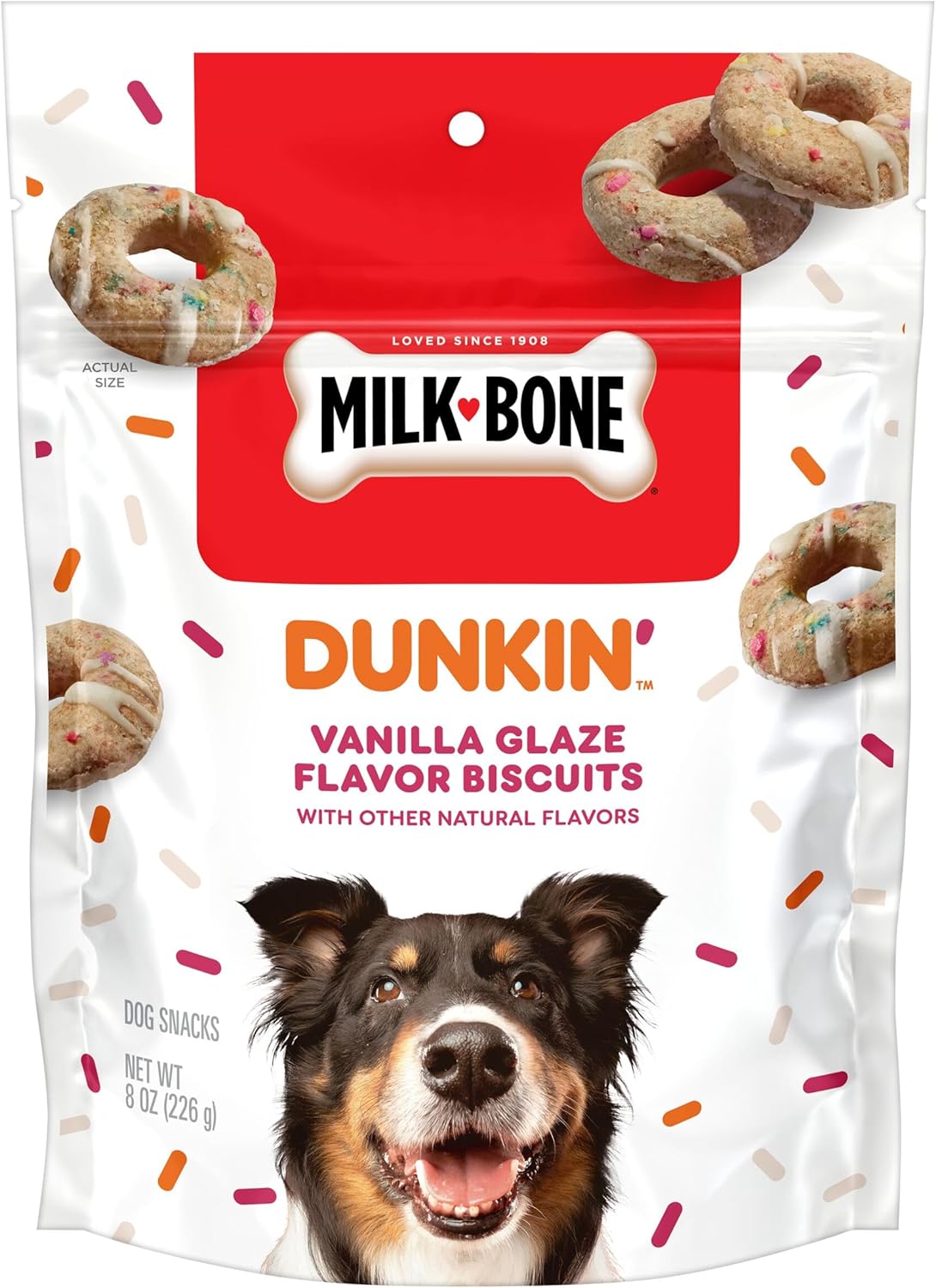 Milk-Bone Dunkin\' Vanilla Glaze Flavor Dog Biscuits with Other Natural Flavors, 8 oz Bag