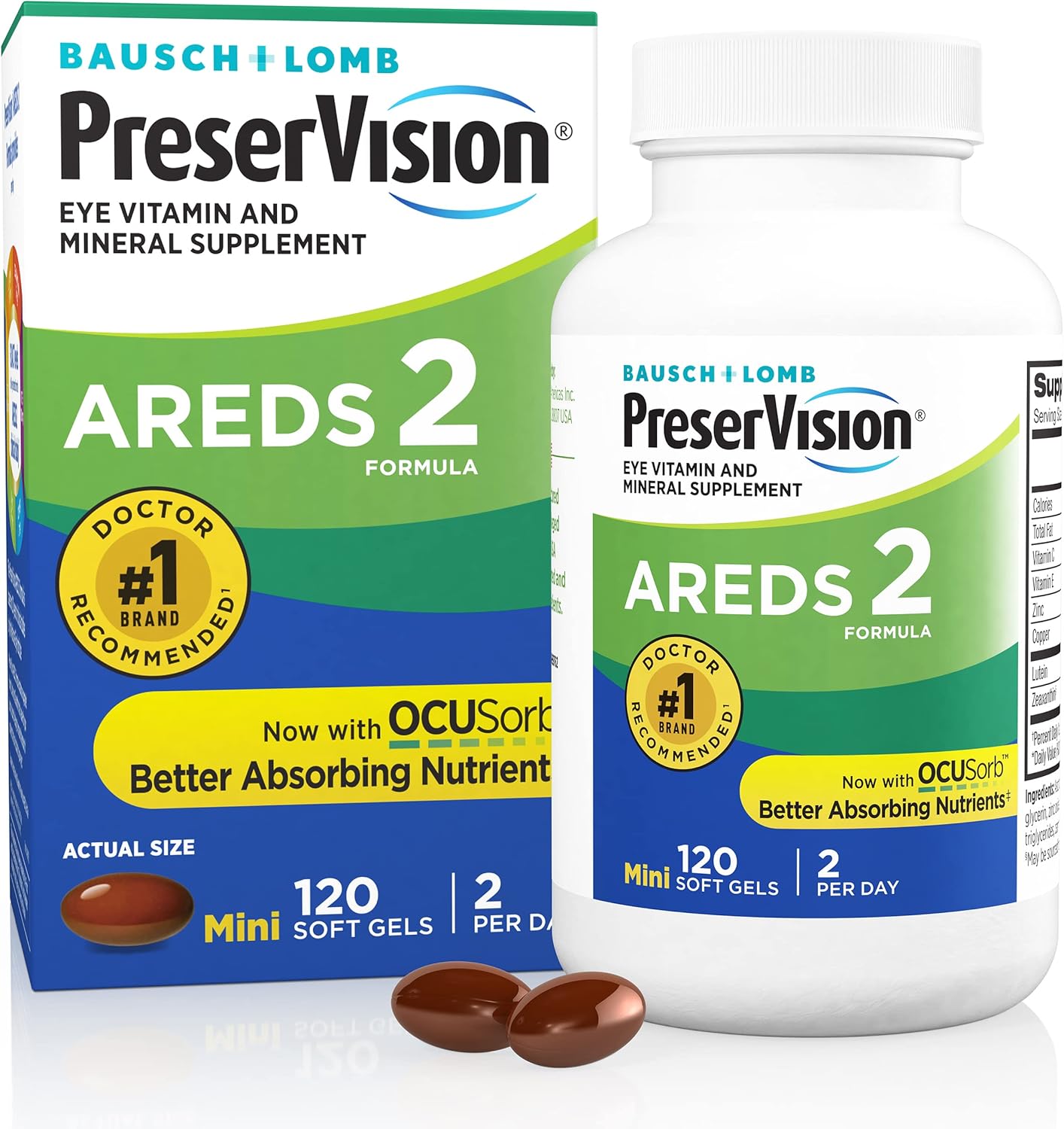 PreserVision AREDS 2 Eye Vitamin & Mineral Supplement, Contains Lutein, Vitamin C, Zeaxanthin, Zinc & Vitamin E, 120 Softgels (Packaging May Vary)
