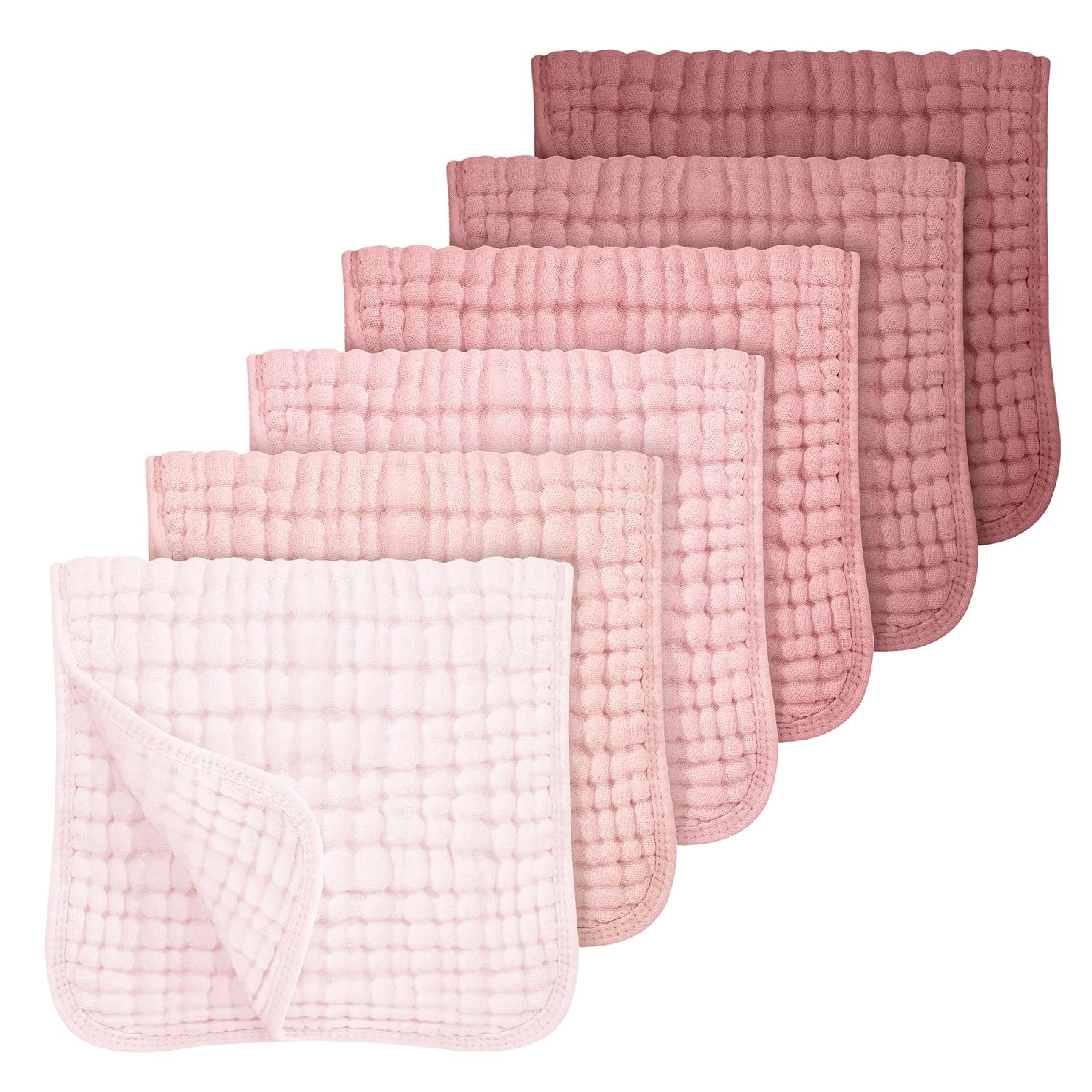 Looxii Muslin Burp Cloths 100% Cotton Muslin Cloths Large 20\'\'x10\'\' Extra Soft and Absorbent 6 Pack Baby Burping Cloth for Boys and Girls Gradient Pink